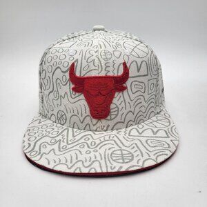 Chicago Bulls Artist‎ Hat Series Snapback Cap White Red Logo Kelly Knaga Mens